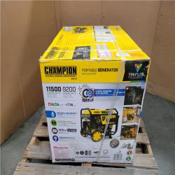 CALIFORNIA AS-IS NEW CHAMPION 11 500/9 200-WATT ELECTRIC START TRIFUEL PROPANE GENERATOR