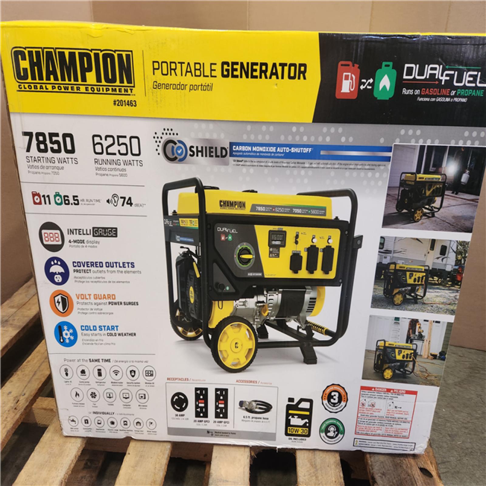 Phoenix NEW Champion Power Equipment 7850/6250-Watt Recoil Start Gasoline and Propane Powered Dual Fuel Portable Generator with CO Shield