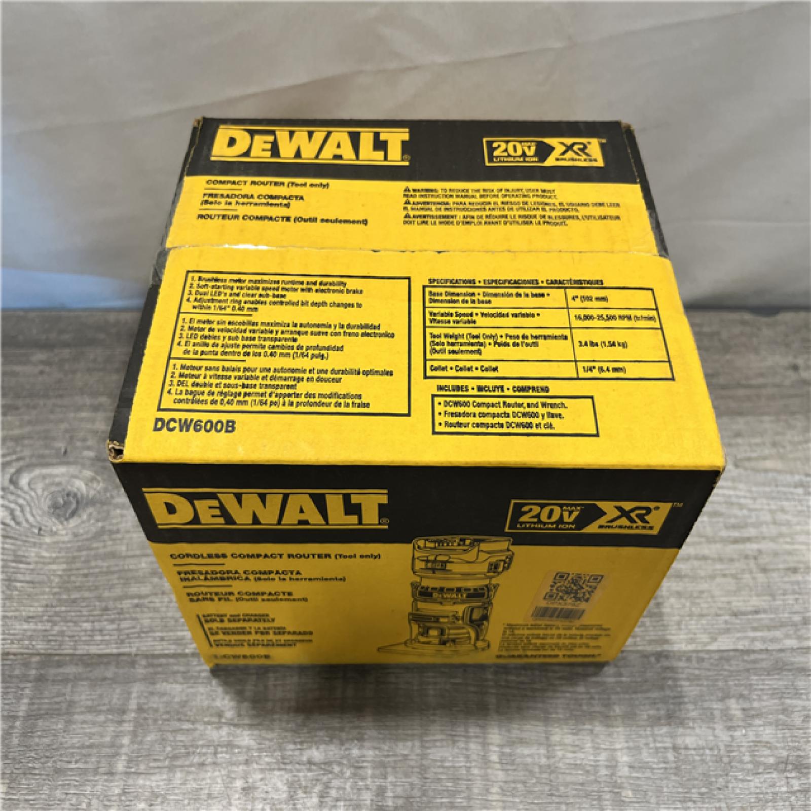 NEW - DEWALT 20V MAX XR Cordless Brushless Fixed Base Compact Router (Tool Only)