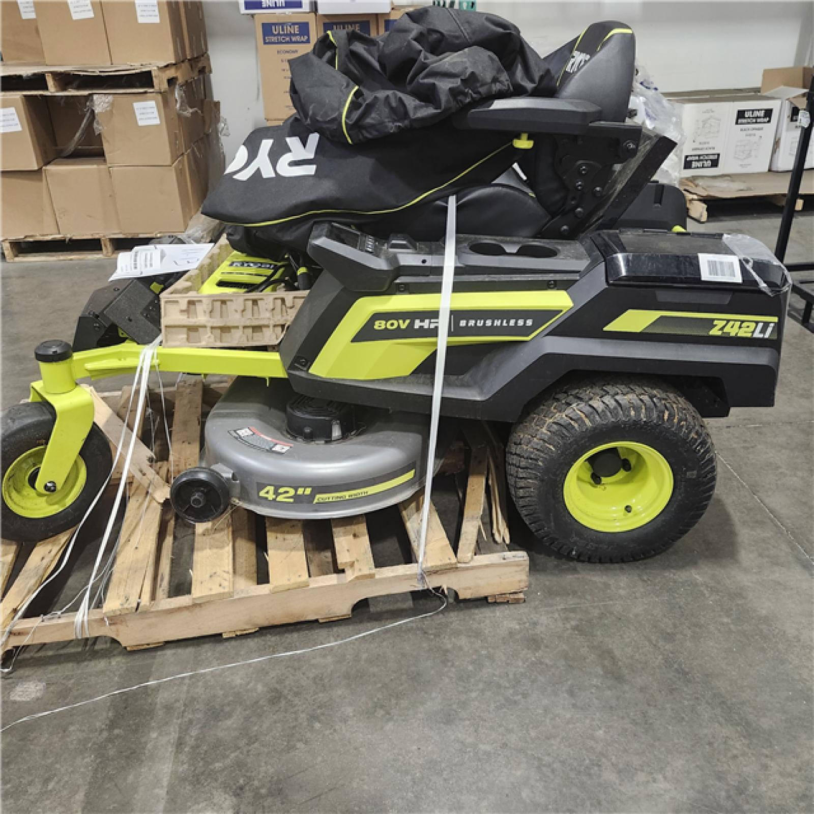 Dallas Location - As-Is RYOBI 80V HP Brushless 42 in. Battery Riding Mower (2) 80V Batteries  and Charger