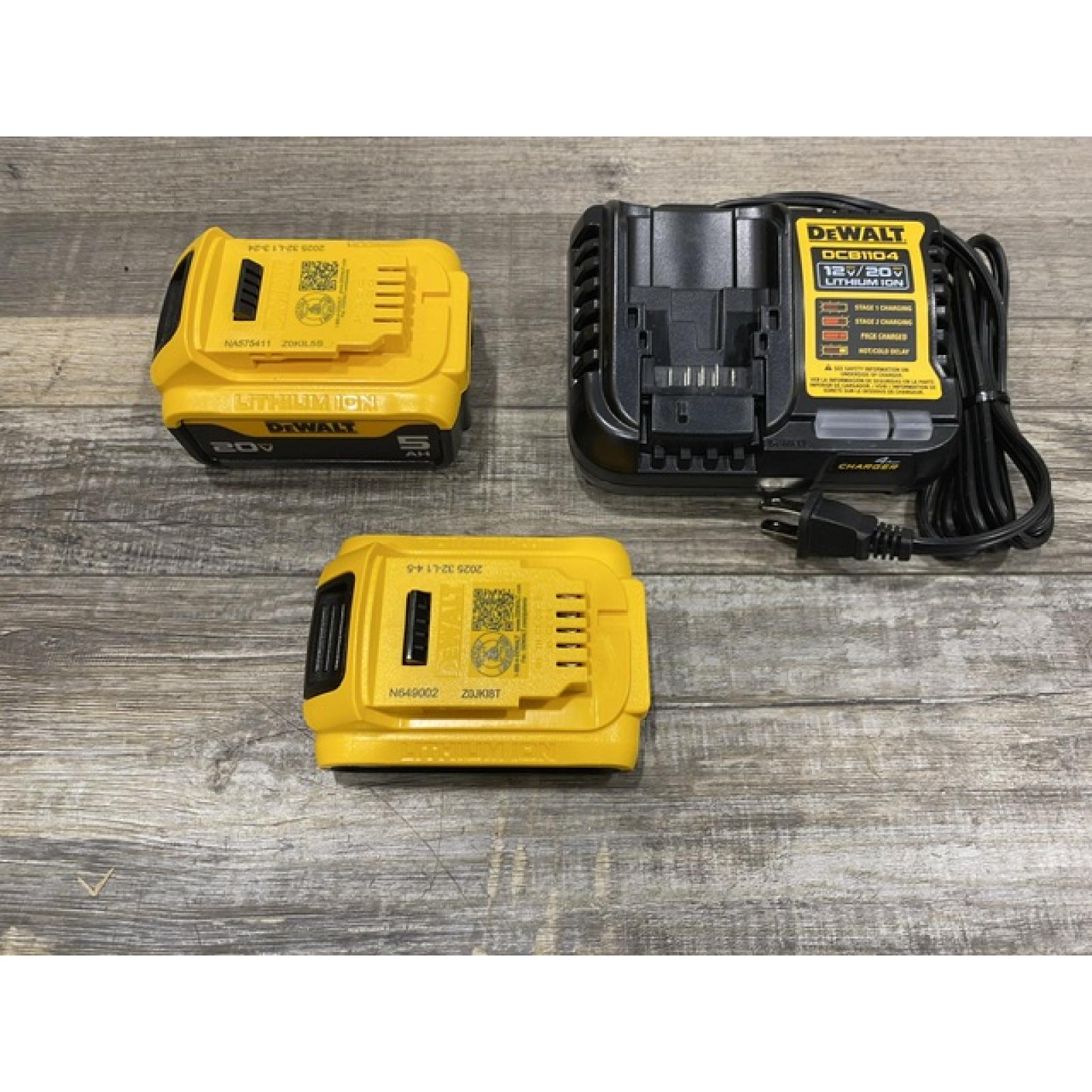 AS-IS DEWALT 20V MAX Lithium-Ion Battery Kit with 5.0Ah and 2.0Ah Battery and Charger