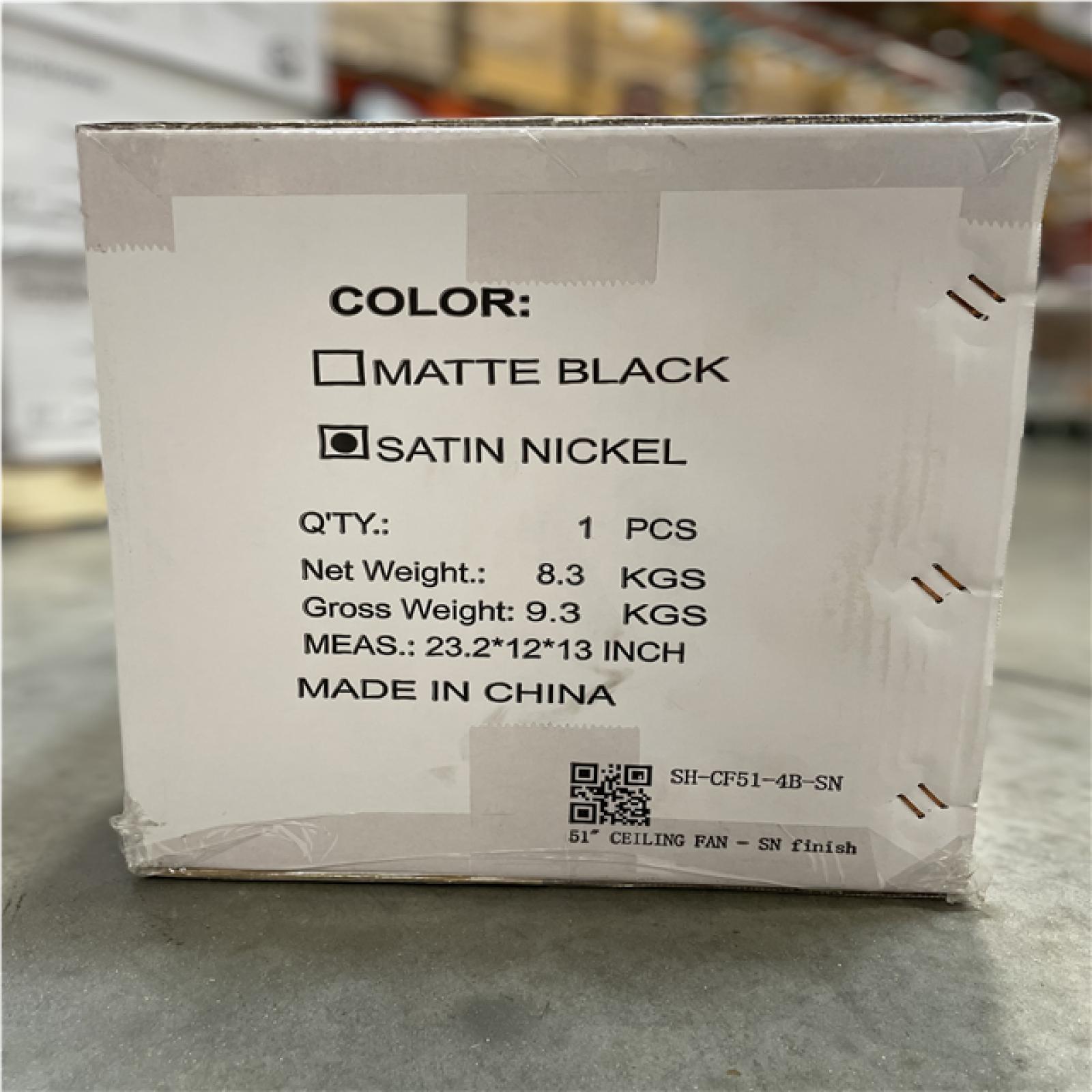 DALLAS LOCATION - SUREHOME SATIN NICKEL AND MATTE BLACK 51 INDOOR CEILING FAN PALLET-(36 UNITS)