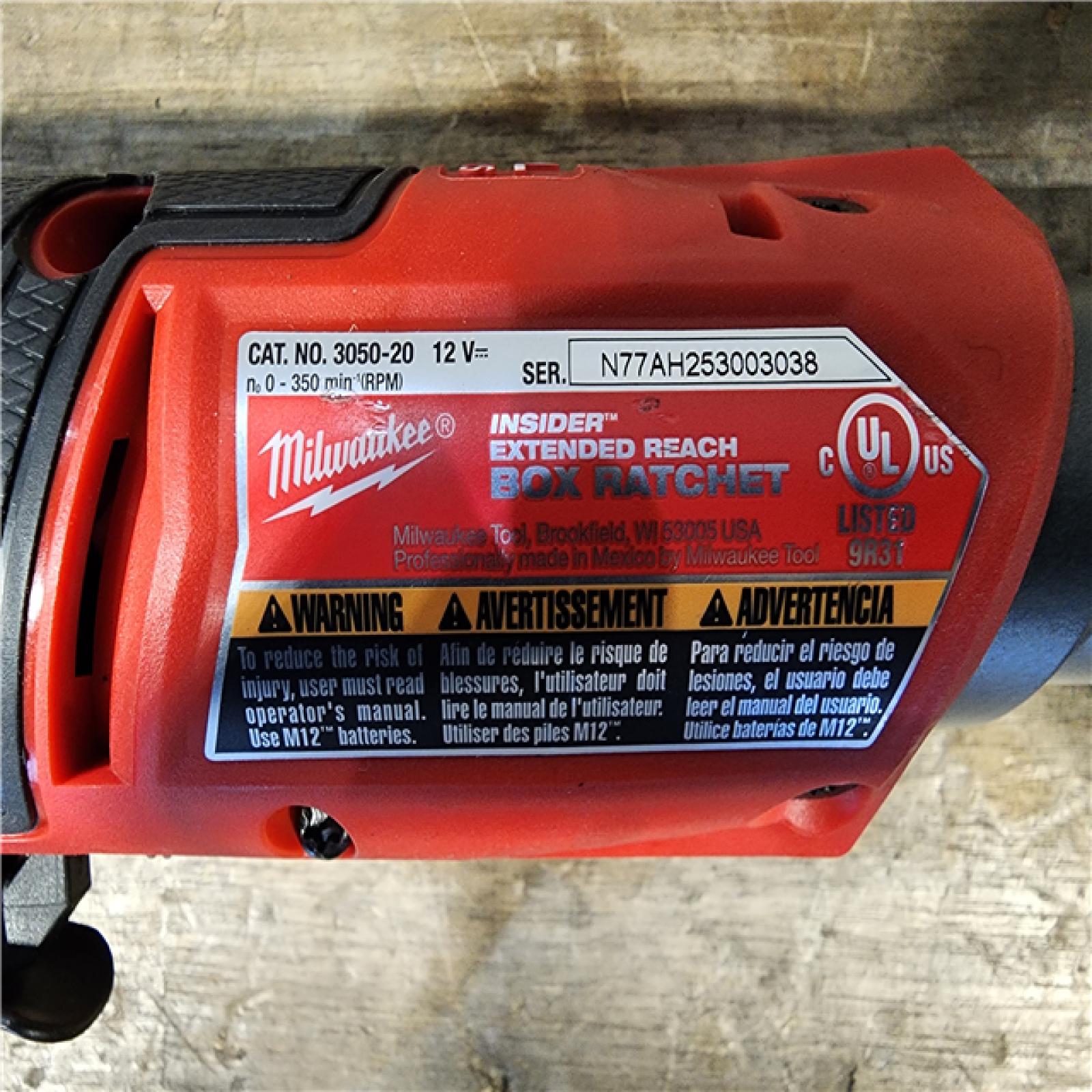 HOUSTON LOCATION - AS-IS Milwaukee M12 FUEL INSIDER Extended Reach Box Ratchet (Tool-Only)