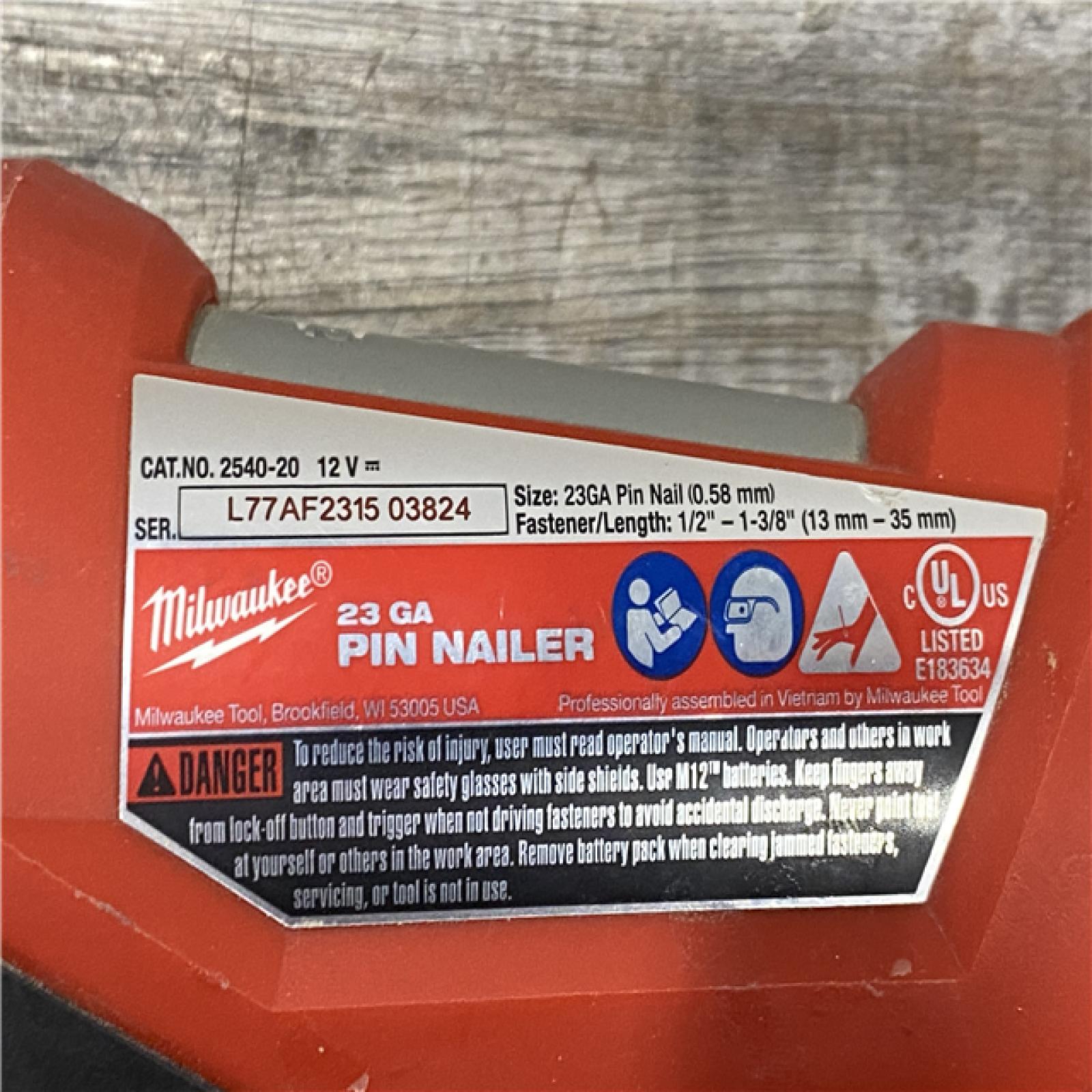 AS-IS Milwaukee 12-Volt 23-Gauge Lithium-Ion Cordless Pin Nailer (Tool-Only)