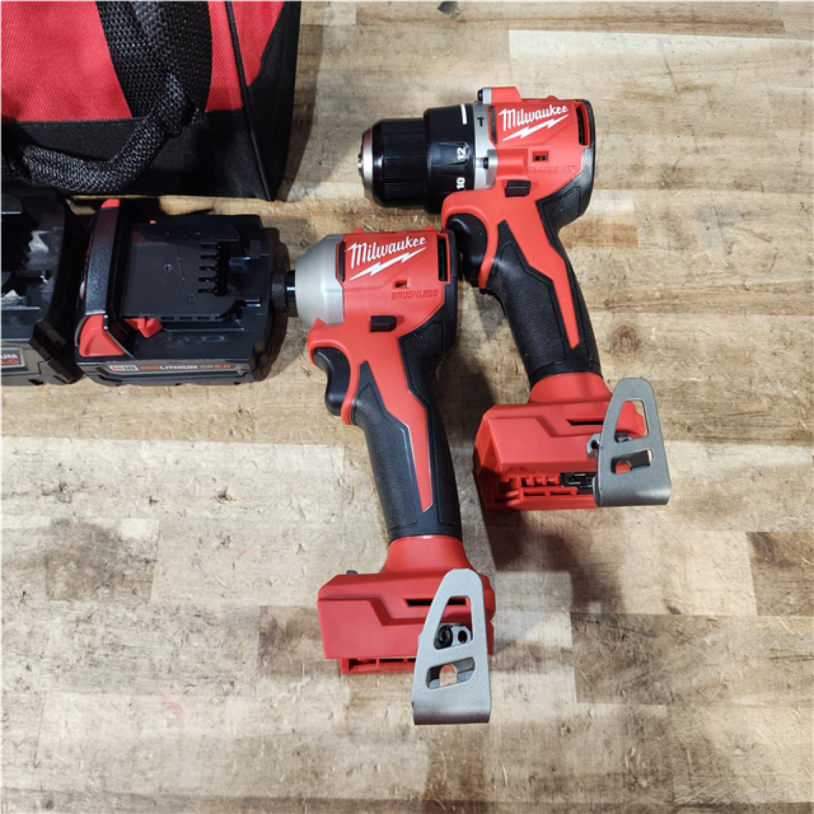 HOUSTON LOCATION - AS - IS Milwaukee 18-Volt Lithium-Ion Brushless Cordless Compact Hammer Drill/Impact Combo Kit