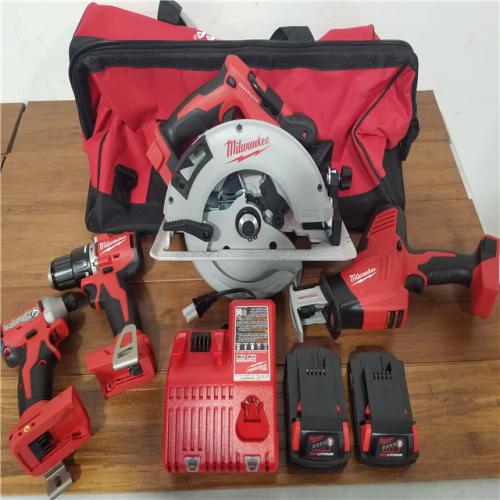 California AS-IS Milwaukee M18 4-Tool Combo Kit  Includes (2) Batteries  Charger and Bag; Appears in Like New Condition