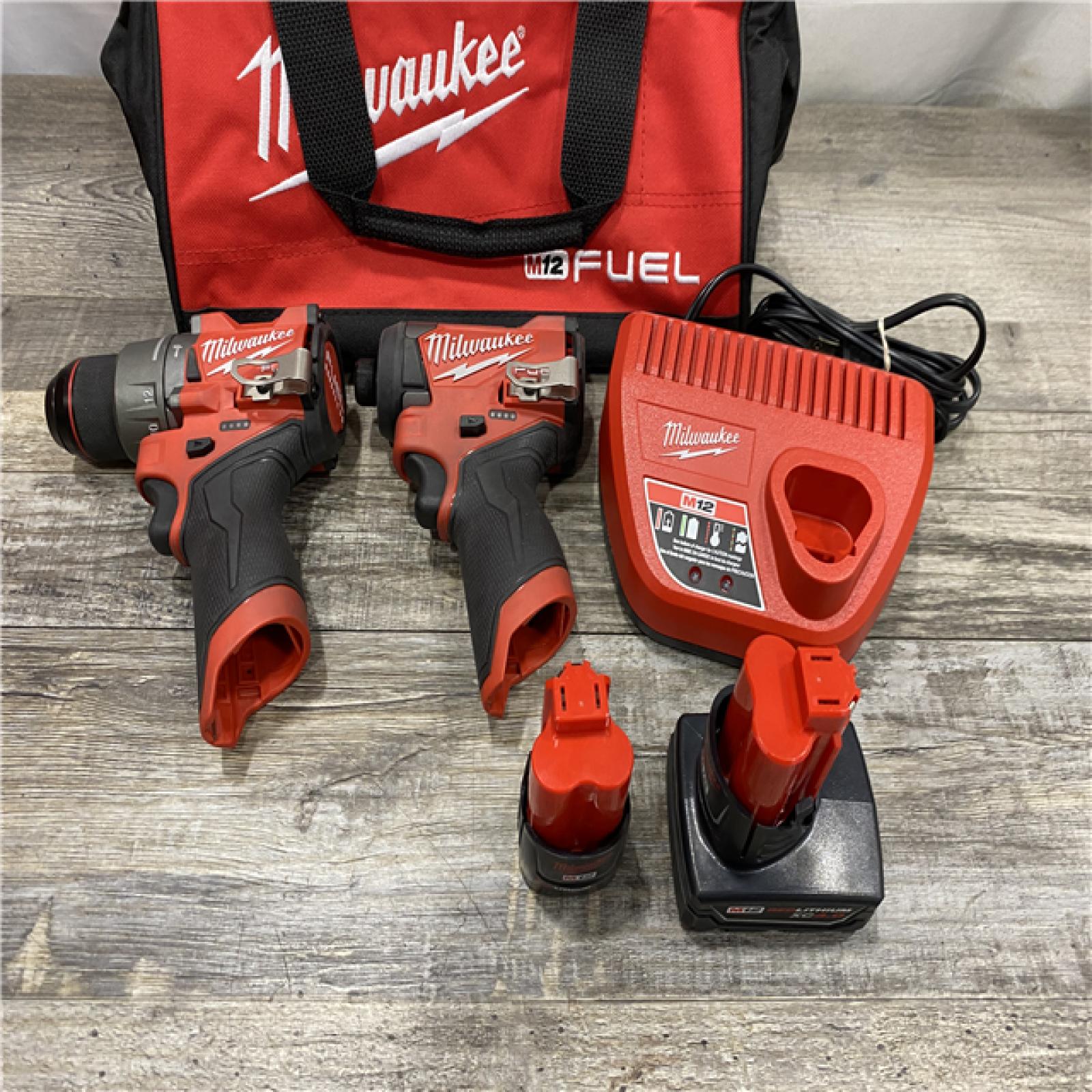 AS-IS Milwaukee FUEL 12-Volt Lithium-Ion Brushless Cordless Hammer Drill and Impact Driver Combo Kit