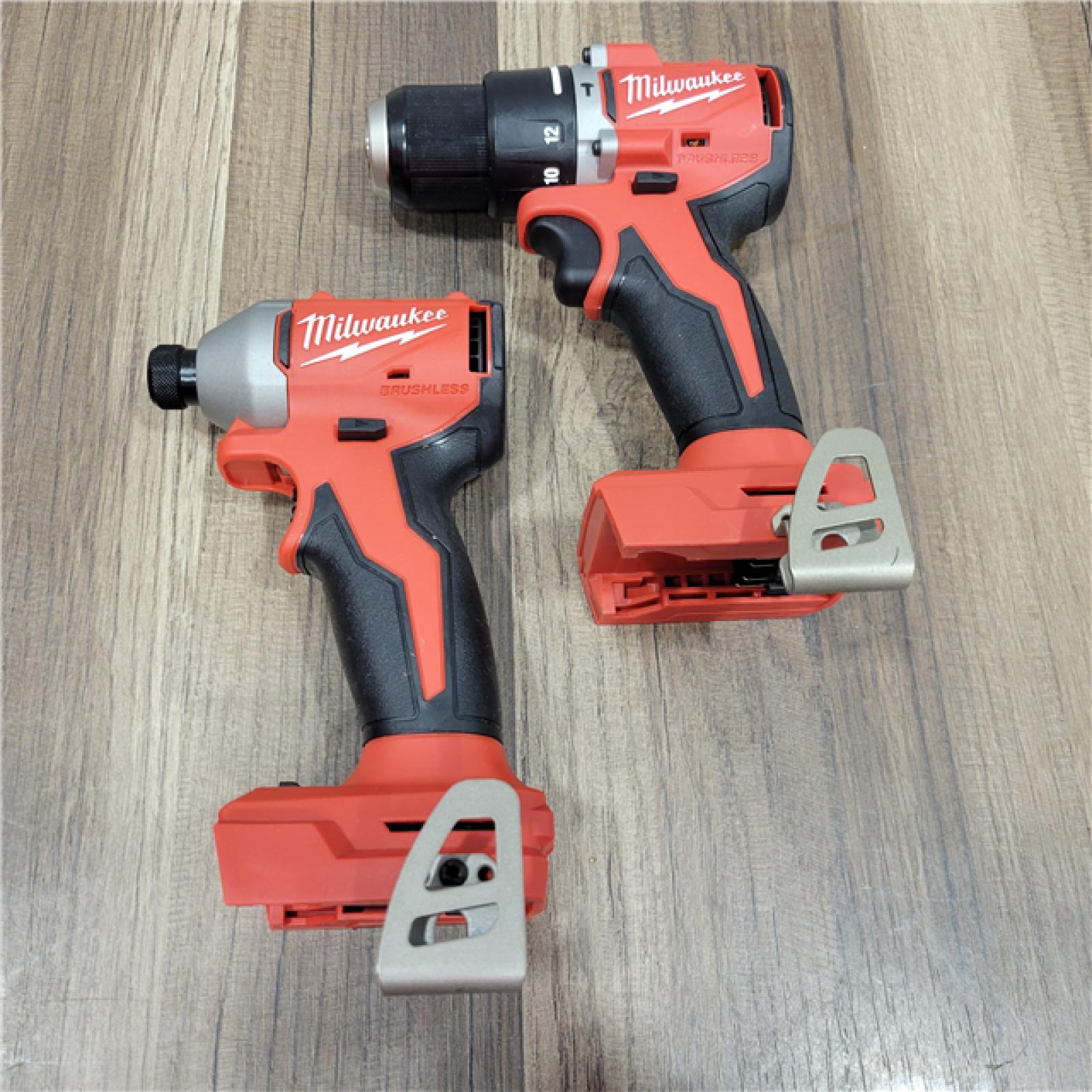 AS-IS Milwaukee M18 18-Volt Lithium-Ion Brushless Cordless Combo Kit (4-Tool) with 2-Batteries, 1-Charger and Tool Bag