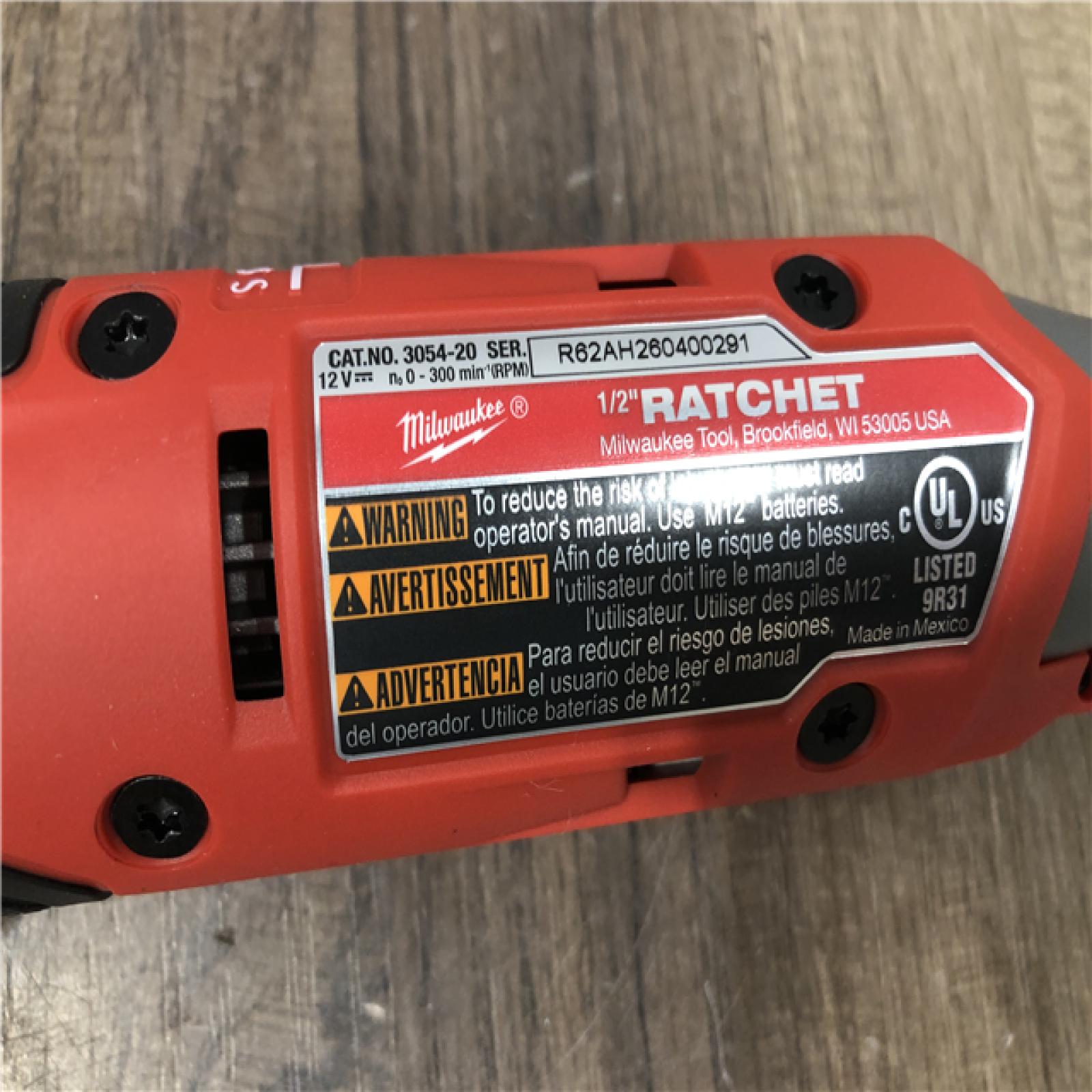 AS-IS Milwaukee FUEL 12V Lithium-Ion 1/2 in. Compact Cordless Ratchet (Tool-Only)