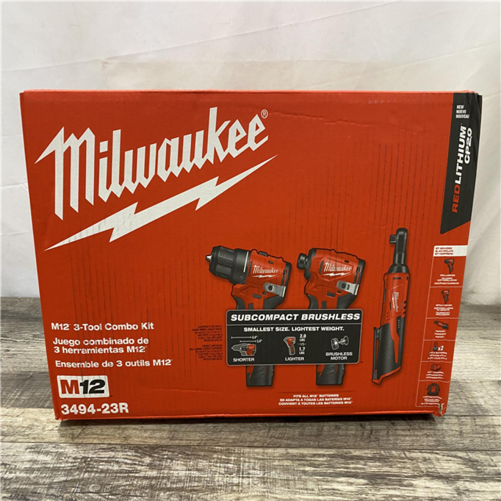 NEW - Milwaukee 12-Volt Lithium-Ion Brushless Cordless Subcompact Drill &Impact Driver Combo Kit