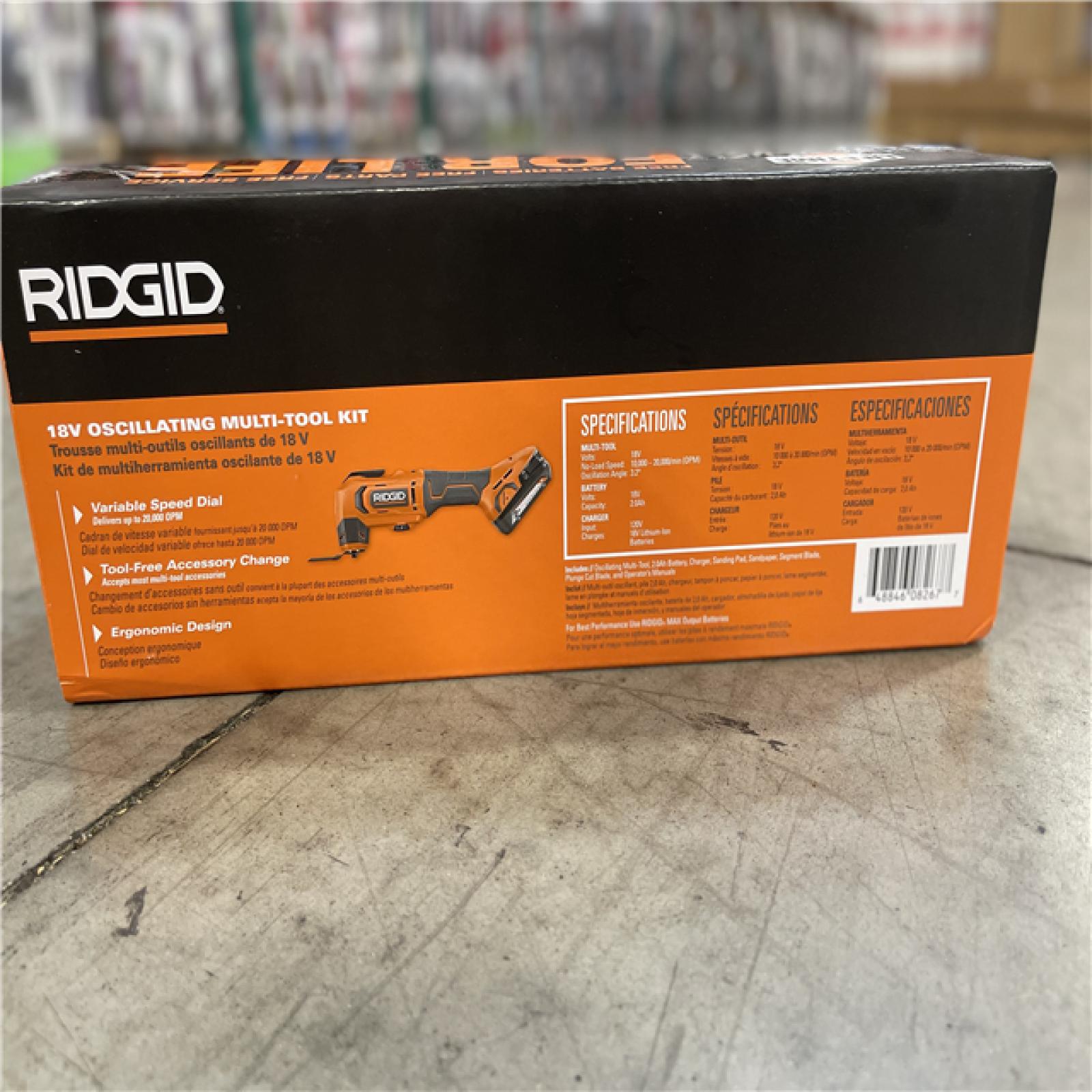DALLAS LOCATION- NEW!- RIDGID 18V Cordless Oscillating Multi-Tool Kit