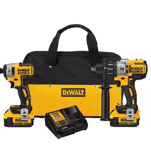 NEW! - DEWALT 20V MAX XR Cordless Brushless Hammer Drill/Impact 2 Tool Combo Kit with (2) 20V 4.0Ah Batteries and Charger