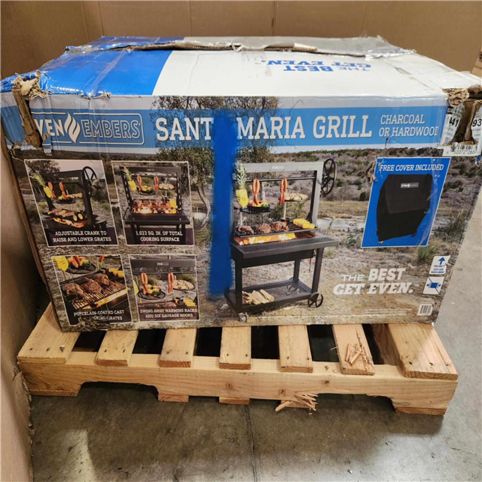 Phoenix NEW Even Embers 36 in. Santa Maria Charcoal and Wood Grill in Black with Cover Included