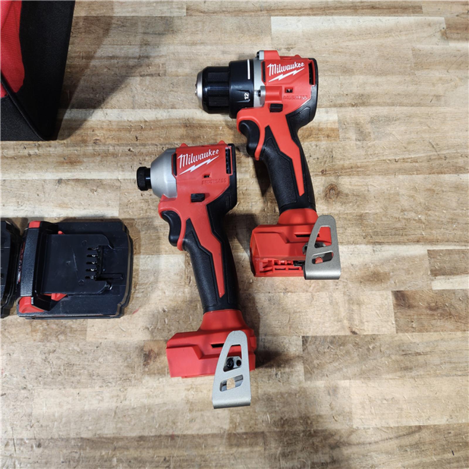 HOUSTON LOCATION - AS - IS Milwaukee 18V Lithium-Ion Brushless Cordless Compact Drill/Impact Combo Kit