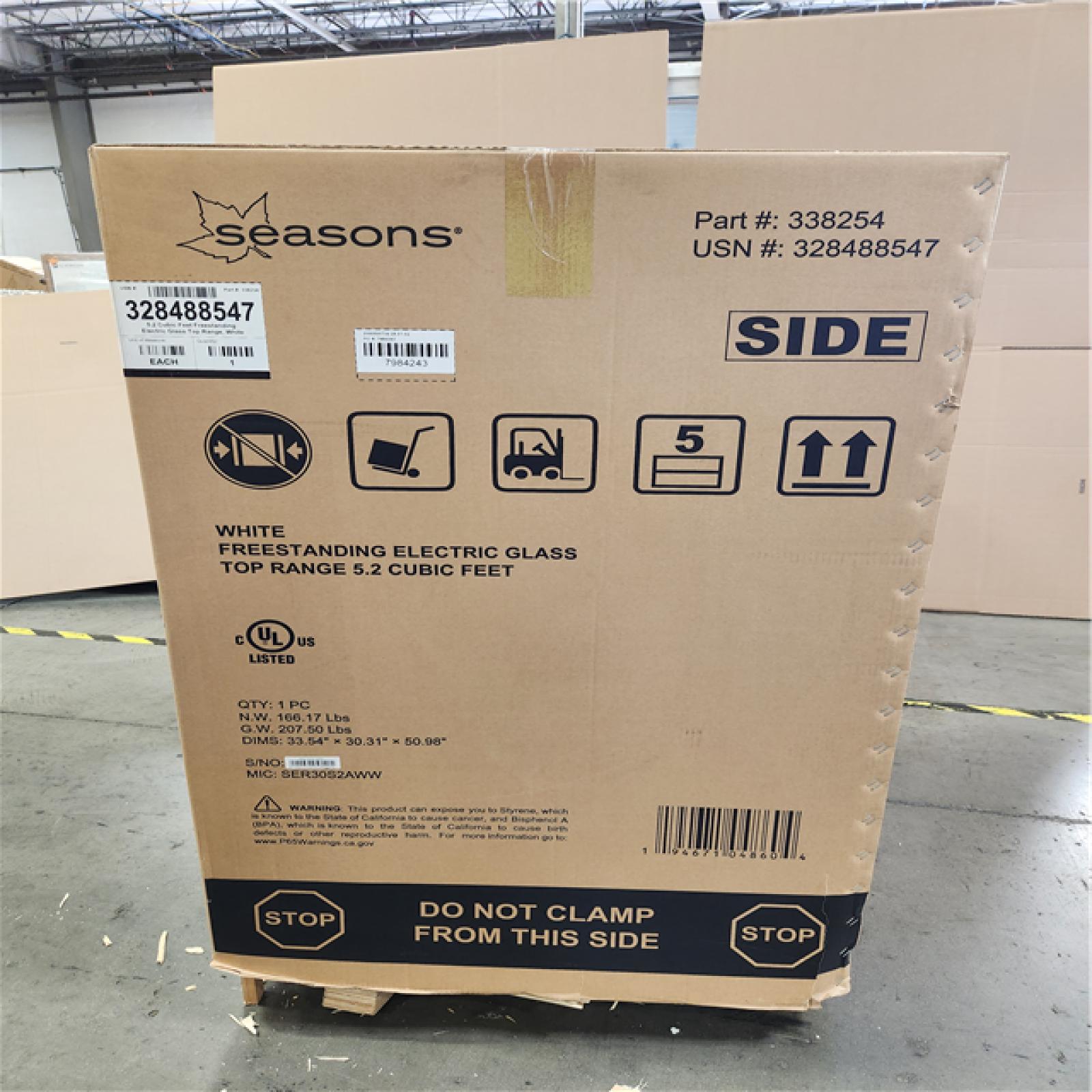 Phoenix NEW Seasons White Freestanding Electric Glass Top Range 5.2 Cubic Feet