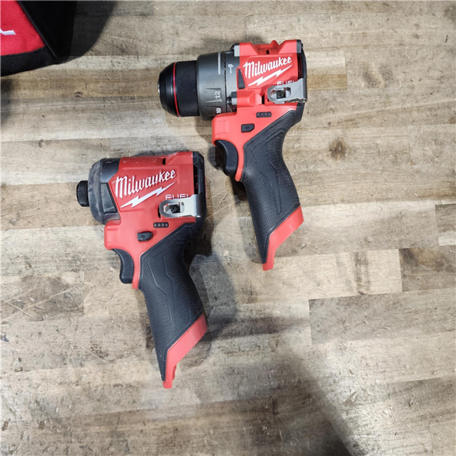 HOUSTON LOCATION - AS-IS Milwaukee FUEL 12-Volt Lithium-Ion Brushless Cordless Hammer Drill and Impact Driver Combo Kit