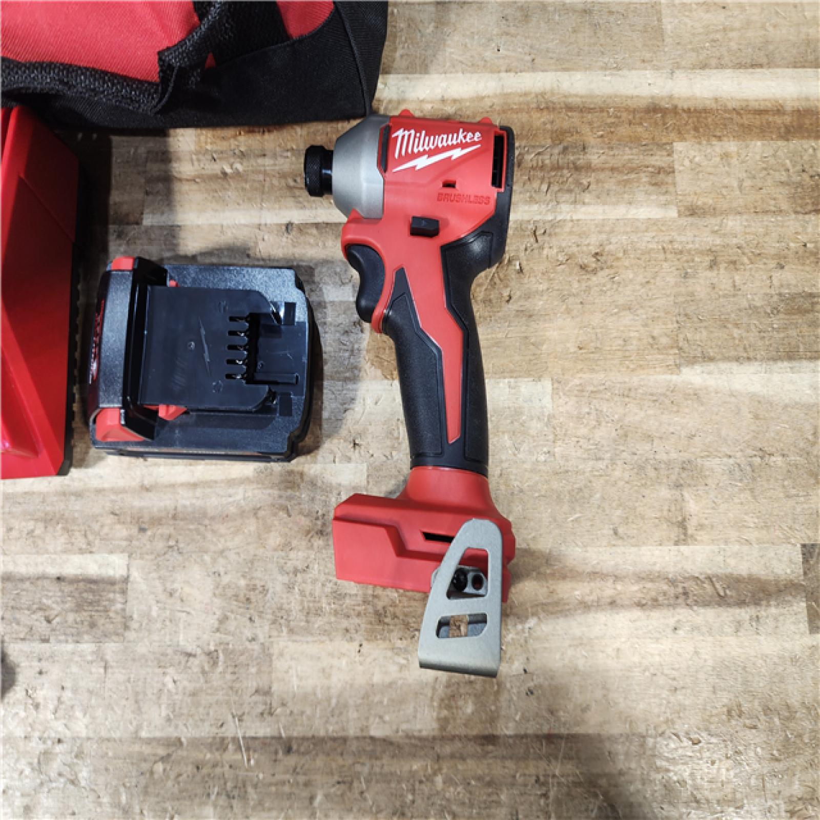 HOUSTON LOCATION - AS - IS Milwaukee 18-Volt Lithium-Ion Compact Brushless Cordless 1/4 in. Impact Driver Kit