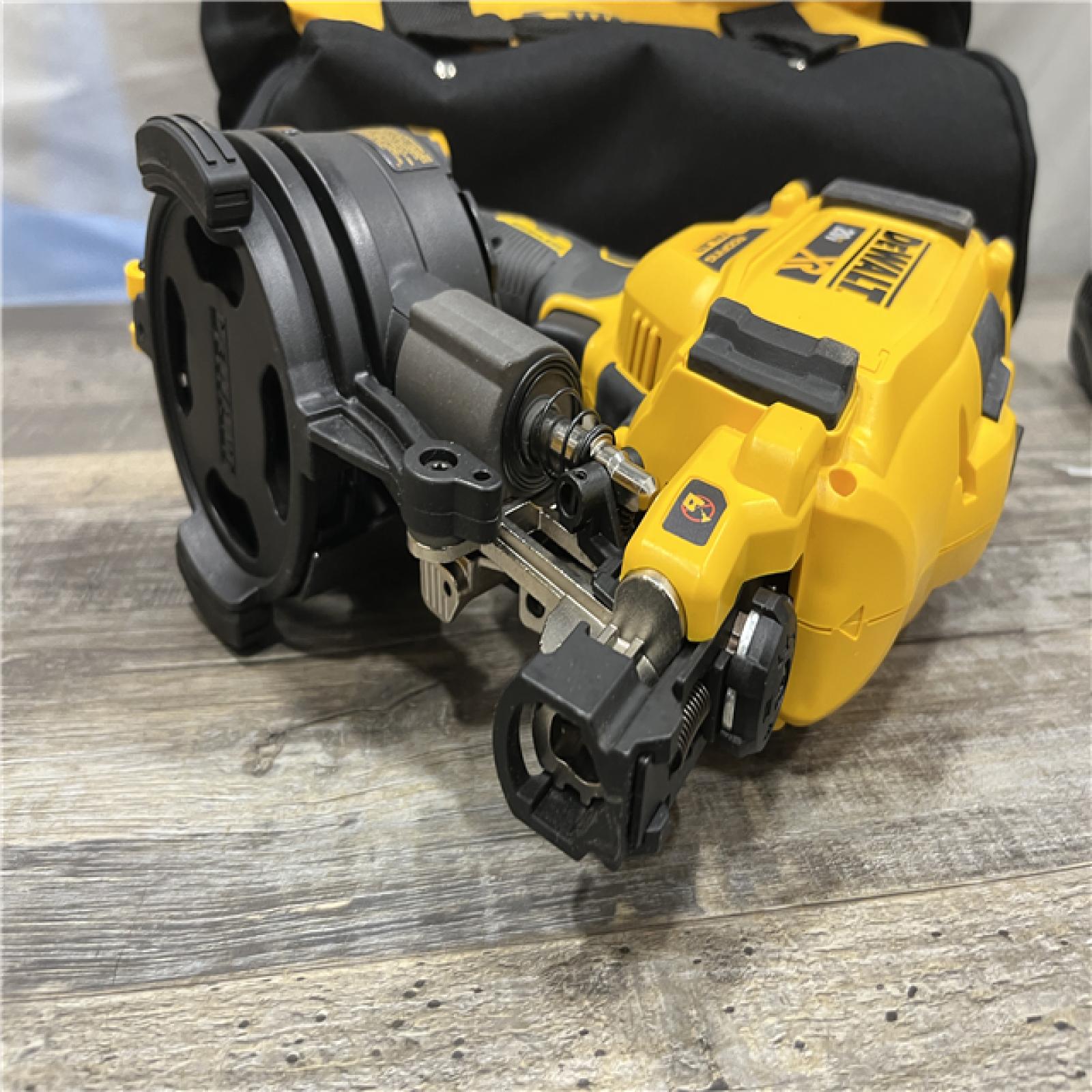 AS-IS DEWALT 20V MAX Lithium-Ion 15-Degree Electric Cordless Roofing Nailer Kit