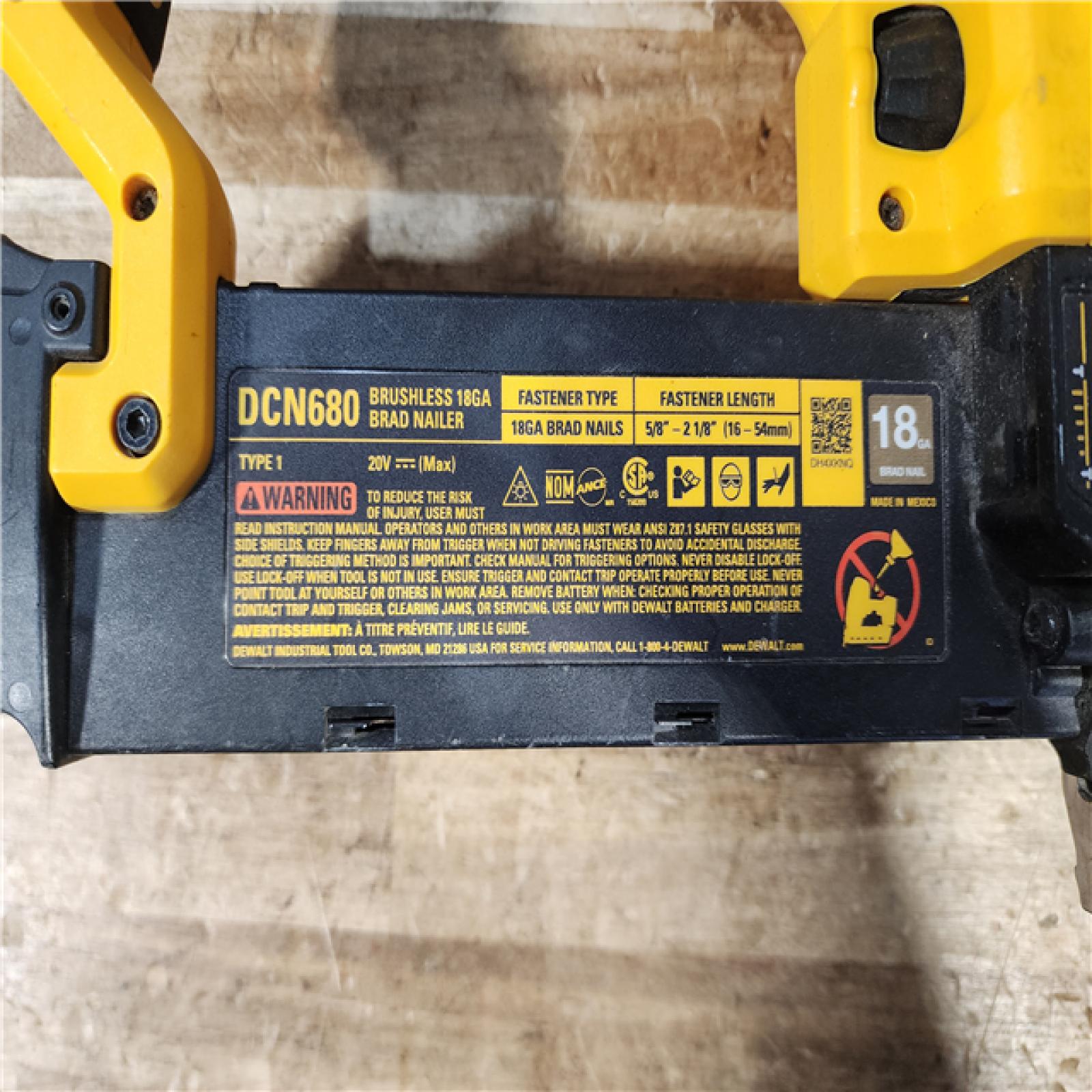 HOUSTON LOCATION - AS - IS DEWALT 20V MAX XR Lithium-Ion Electric Cordless 18-Gauge Brad Nailer (Tool Only)