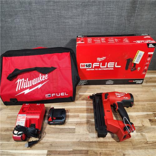 HOUSTON LOCATION - AS-IS (APPEARS LIKE NEW) Milwaukee M18 FUEL GEN II 18V 18-Gauge Lithium-Ion Brushless Cordless Brad Nailer Kit with One 2.0 Ah Battery  Charger and Bag