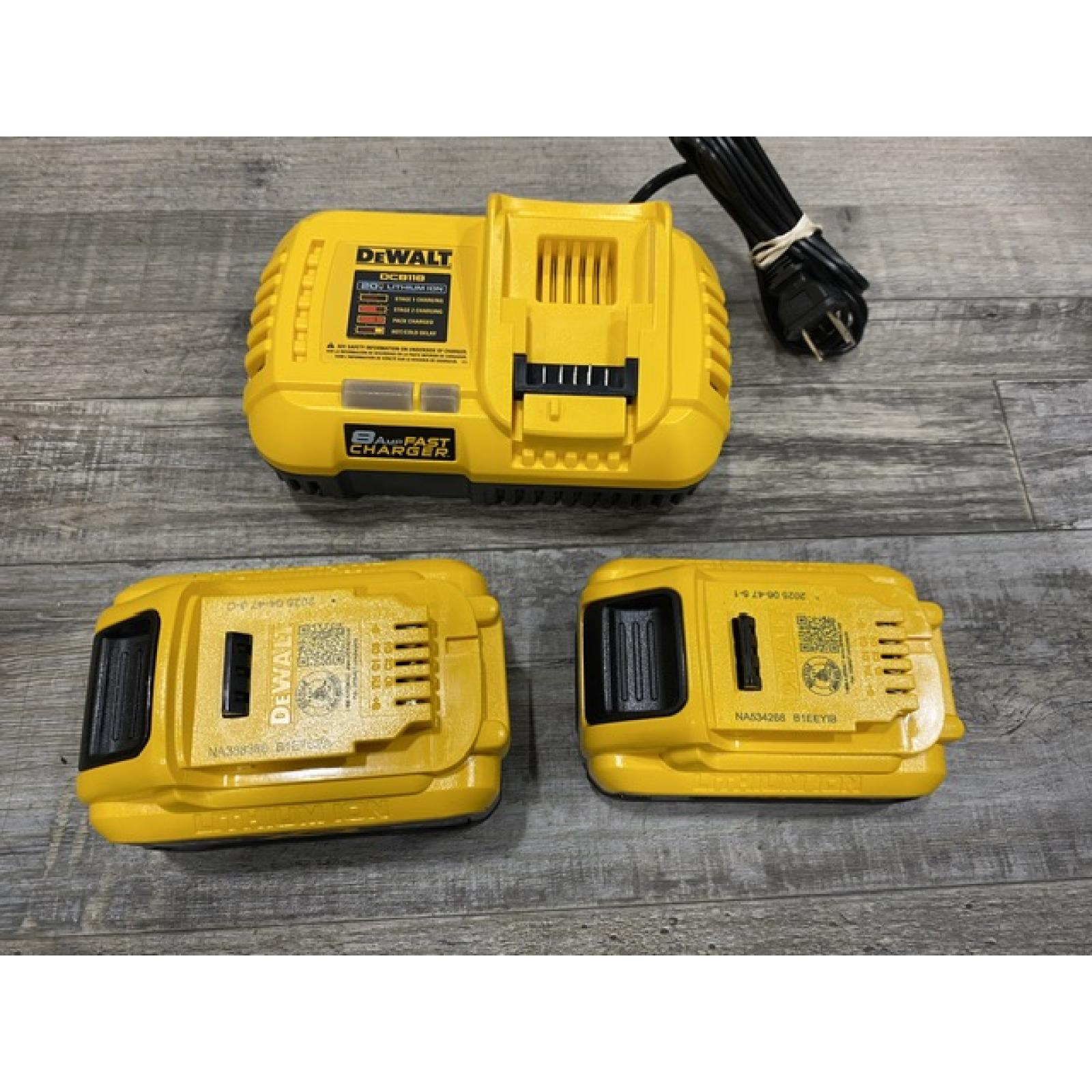 AS-IS DEWALT 20V XR Lithium-Ion Starter Pack with 8.0 Ah and 4.0 Ah Battery Packs and Charger
