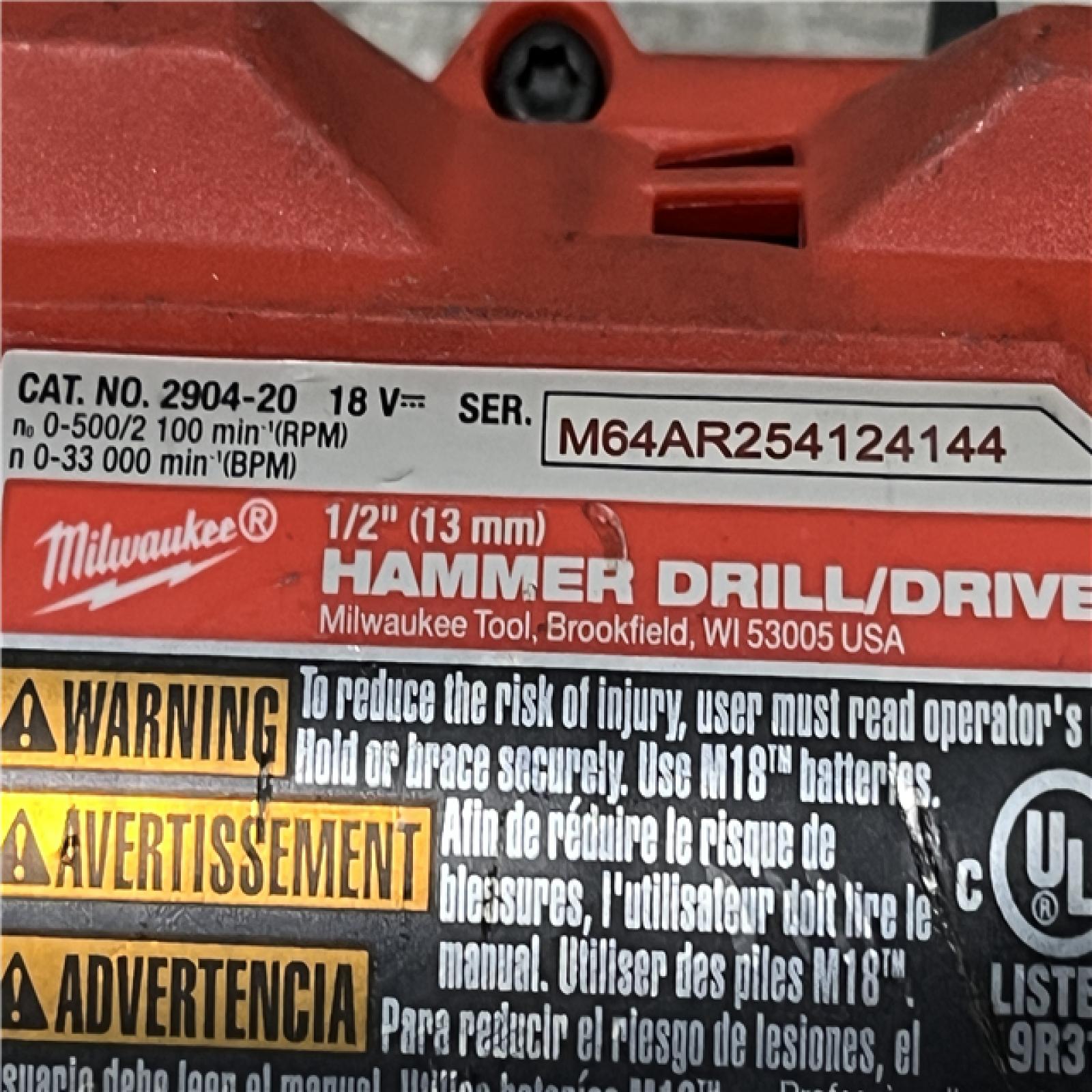 AS-IS Milwaukee FUEL 18V Lithium-Ion Brushless Cordless 1/2 in. Hammer Drill/Driver (Tool-Only)