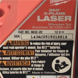 AS-IS Milwaukee-3632-21 M12 Green Beam Laser 360° 3-Plane Kit