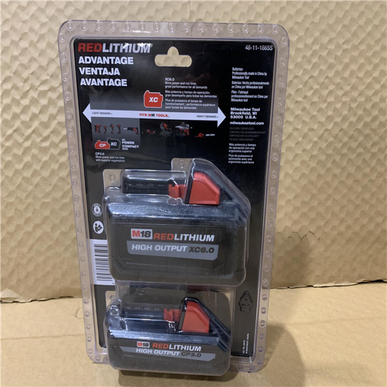 New - Milwaukee M18 18-Volt Lithium-Ion High Output 6.0 Ah and 3.0 Ah Battery (2-Pack)
