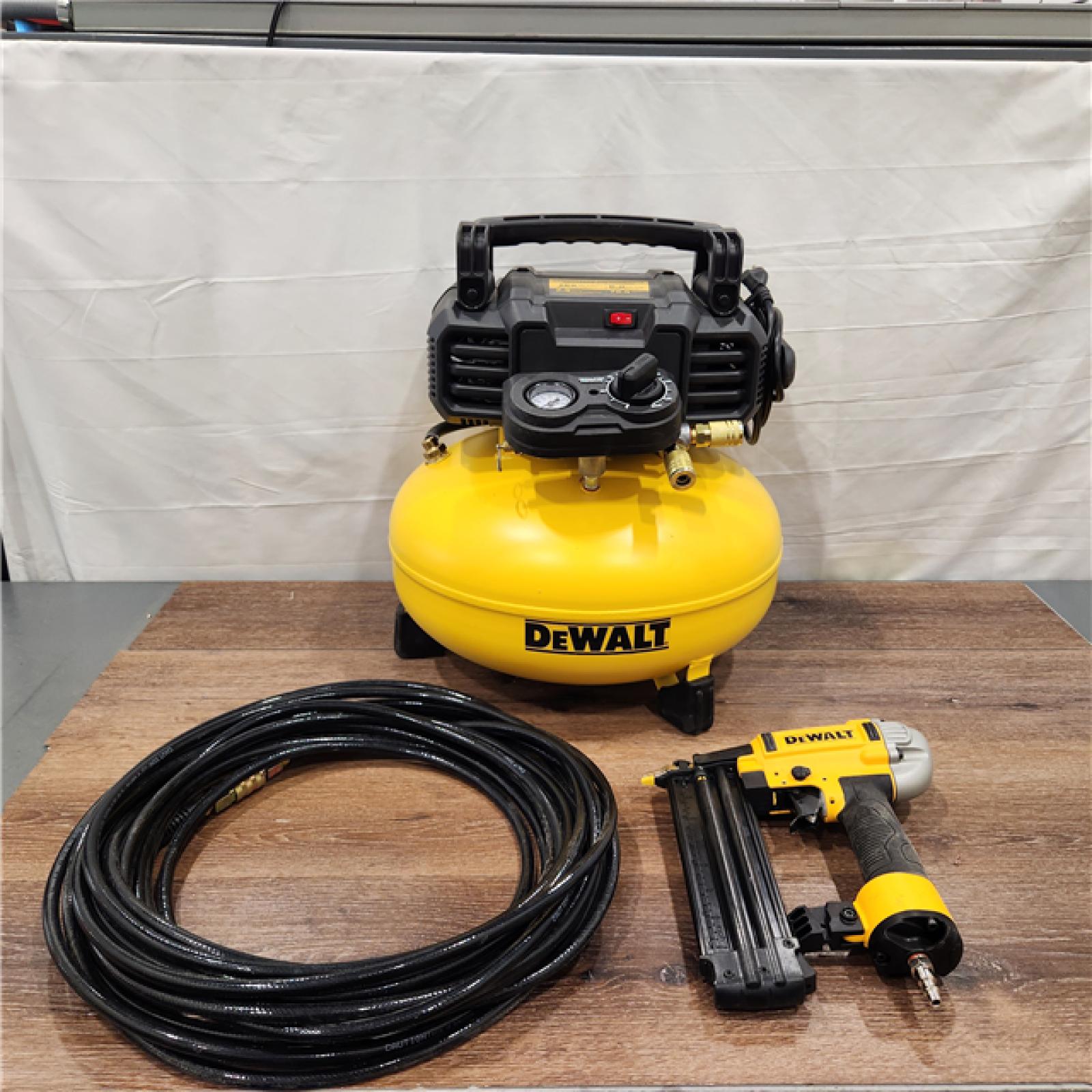 AS-IS DEWALT 6 Gal. Heavy-Duty Pancake Electric Air Compressor and 18-Gauge Brad Nailer Combo Kit