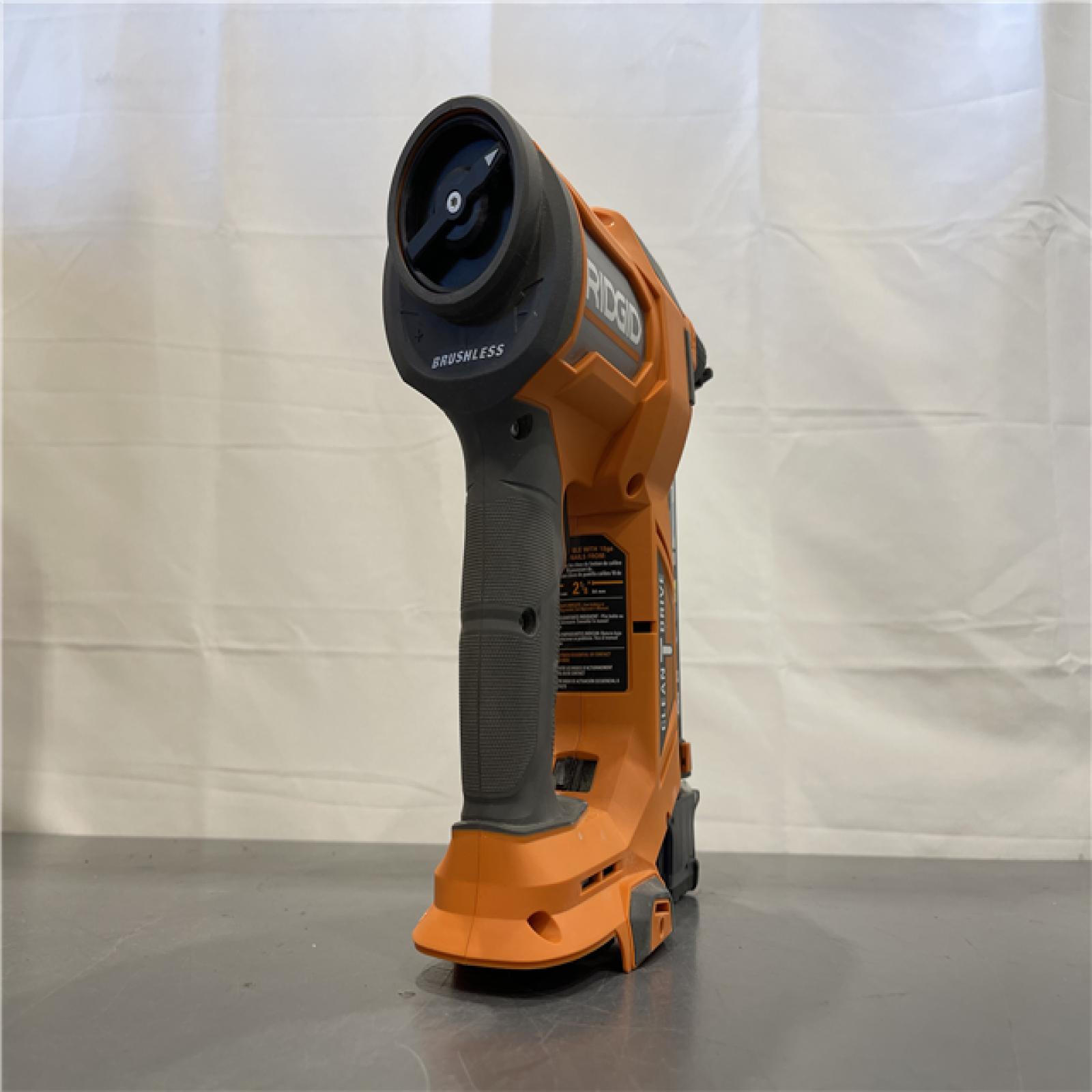 AS-IS - RIDGID  18V Brushless Cordless 18-Gauge 2-1/8 in. Brad Nailer (Tool Only) with CLEAN DRIVE Technology