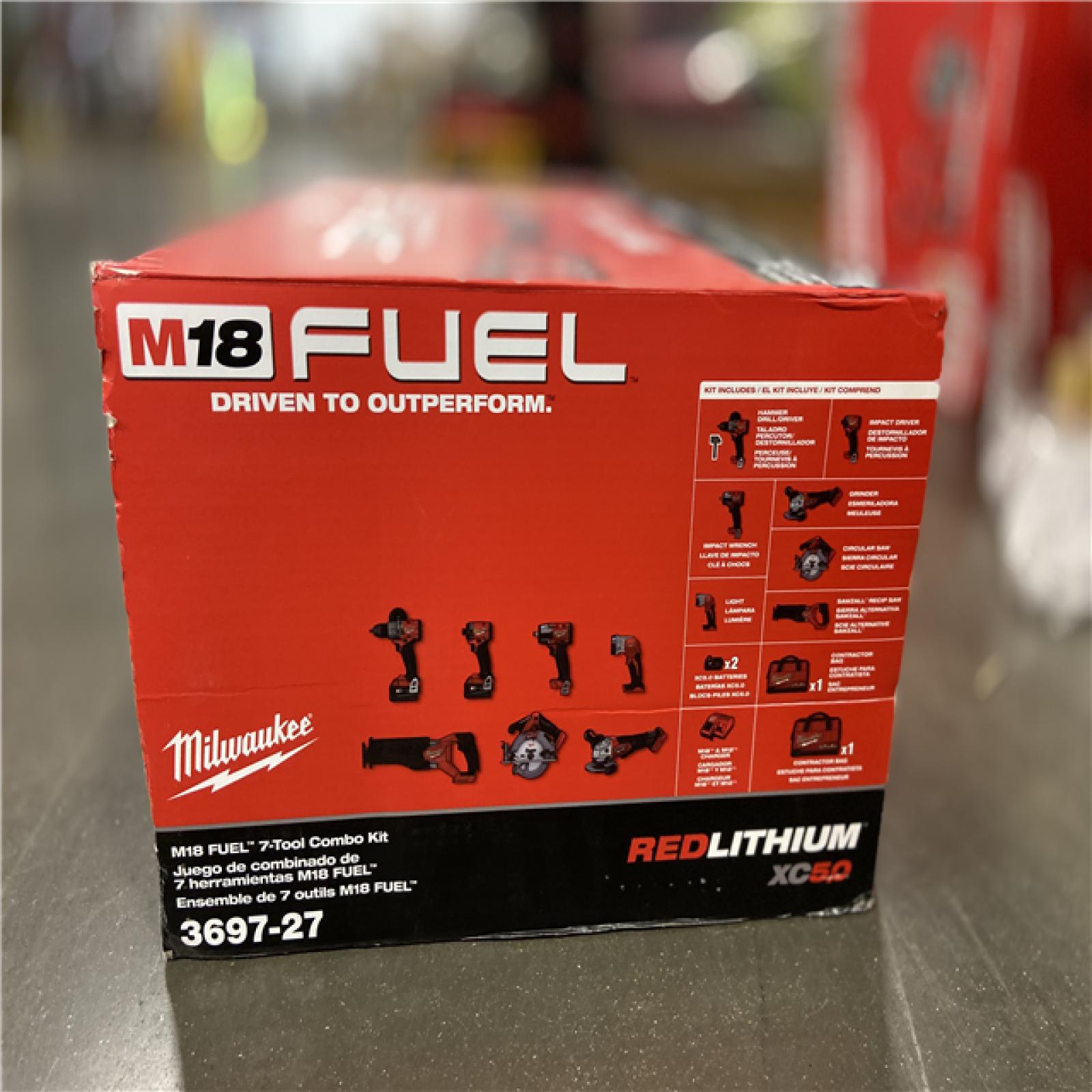 NEW! - Milwaukee M18 FUEL 18V Lithium-Ion Brushless Cordless Combo Kit with Two 5.0 Ah Batteries  1 Charger  2 Tool Bags (7-Tool)