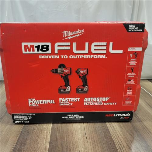 AS-IS  Milwaukee M18 FUEL 18V Lithium-Ion Brushless Cordless Hammer Drill and Impact Driver Combo Kit (2-Tool) with 2 Batteries