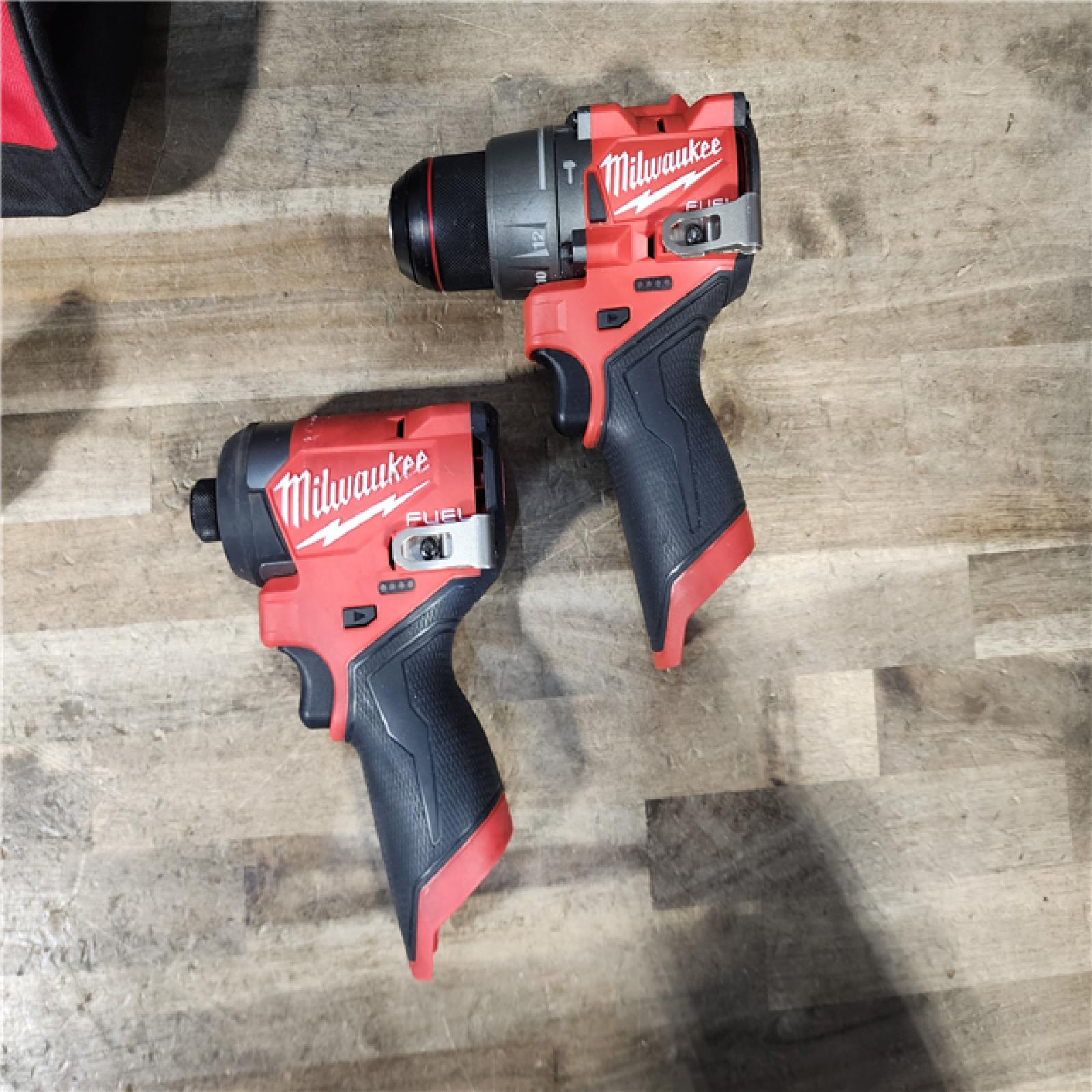 HOUSTON LOCATION - AS-IS Milwaukee FUEL 12-Volt Lithium-Ion Brushless Cordless Hammer Drill and Impact Driver Combo Kit