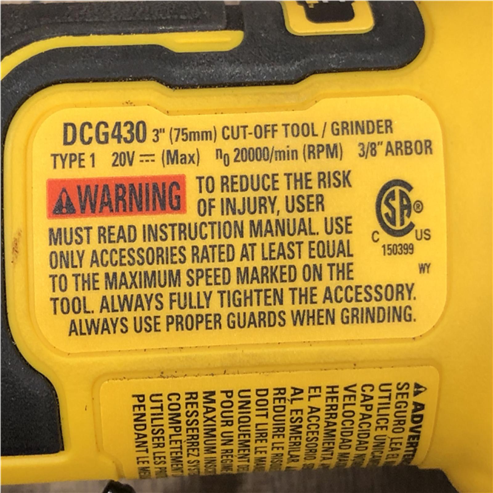 AS-IS DeWalt 20V MAX XR 3 in. Cordless Brushless Compact Cut-Off Tool Tool Only