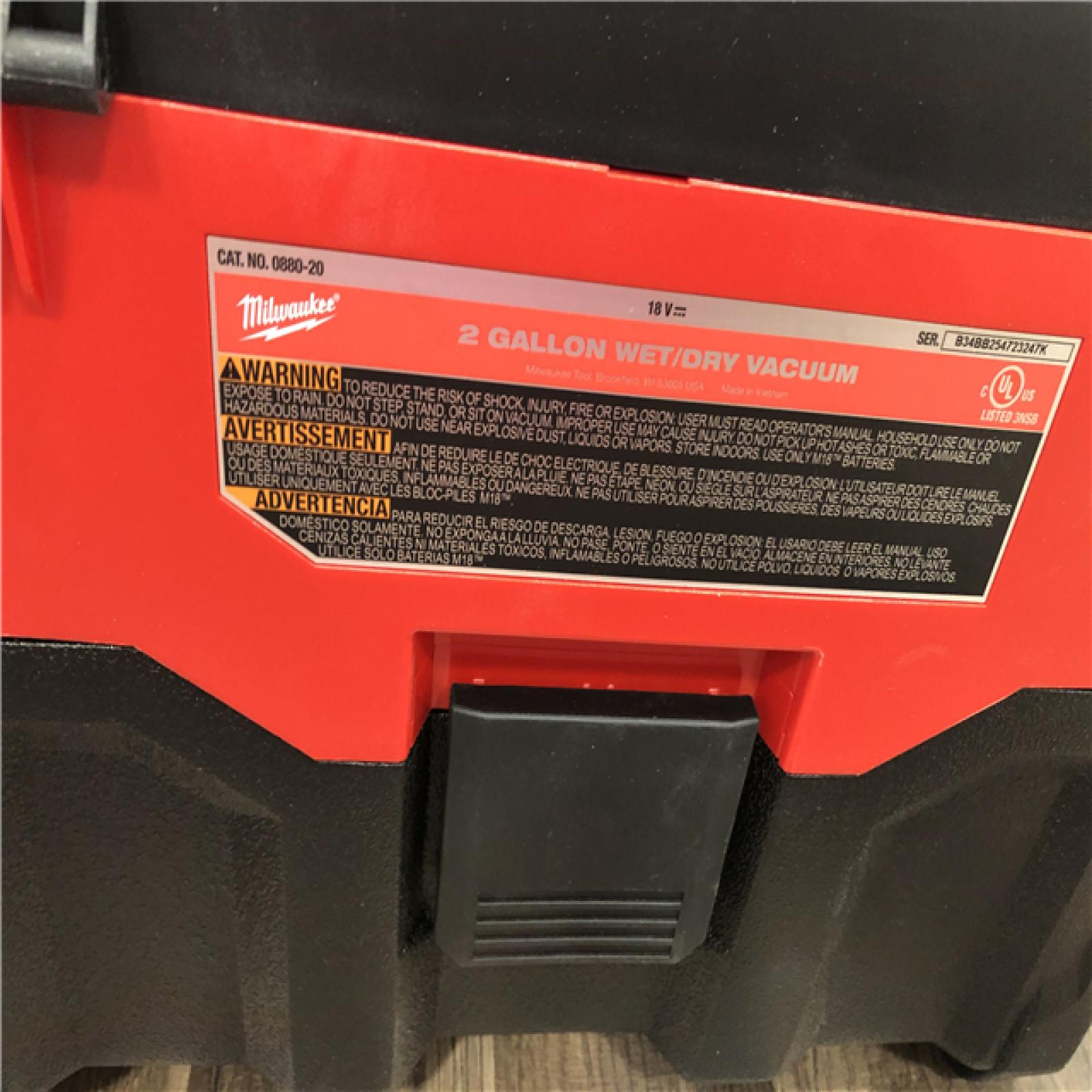 AS-IS Milwaukee 18-Volt 2 Gal. Lithium-Ion Cordless Wet/Dry Vacuum (Vacuum-Only)