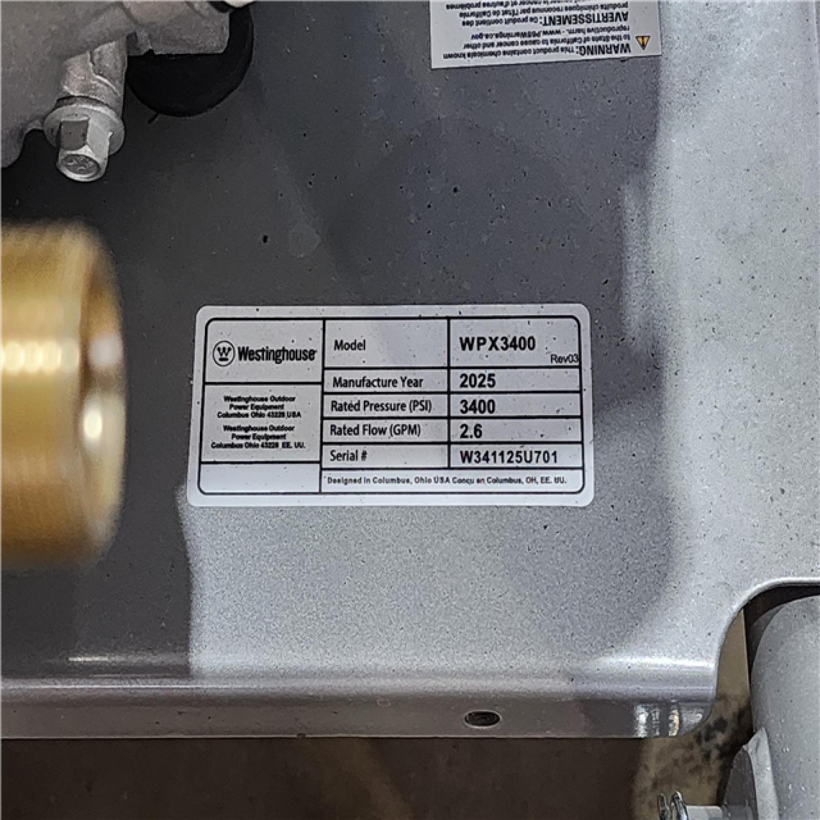 HOUSTON LOCATION - AS-IS Westinghouse 3400-PSI  2.5-GPM Gas Pressure Washer with 5 Nozzles & Soap Tank