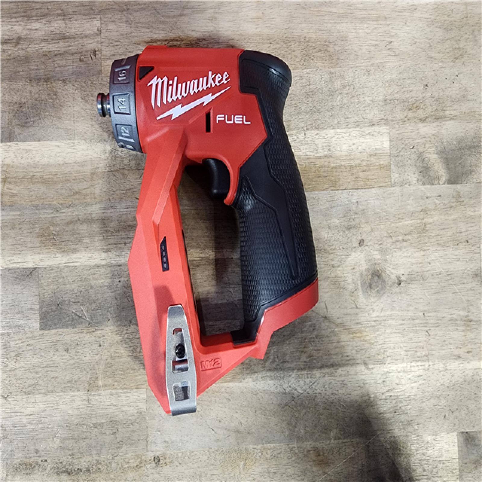 HOUSTON LOCATION - AS-IS Milwaukee M12 FUEL 12V Lithium-Ion Brushless Cordless 4-in-1 Installation 3/8 in. Drill Driver Kit with 4-Tool Heads