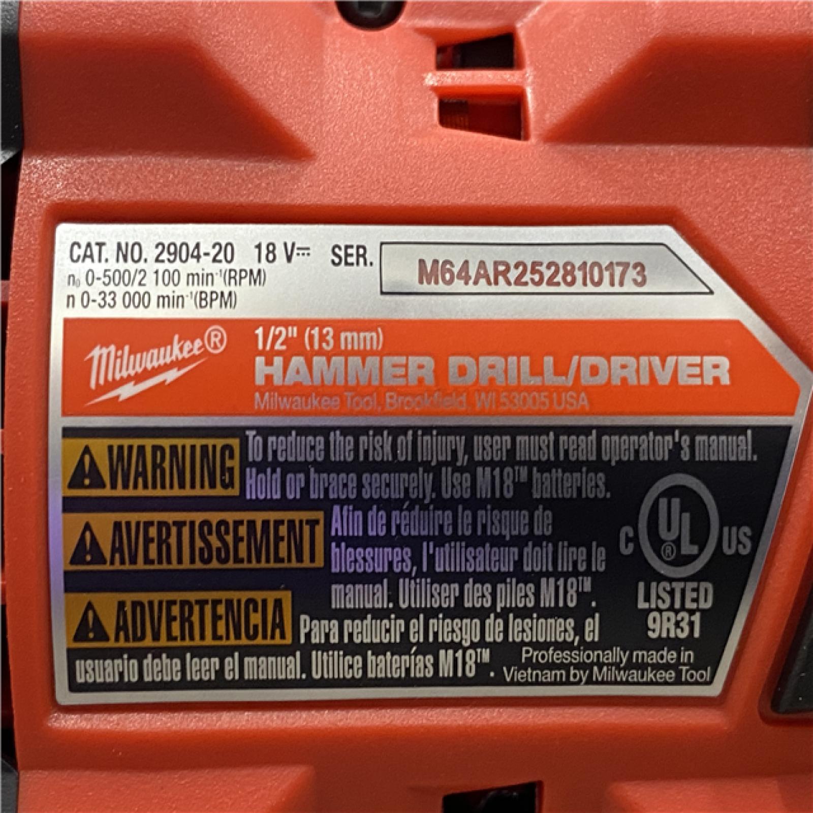 AS-IS Milwaukee FUEL 18V Lithium-Ion Brushless Cordless 1/2 in. Hammer Drill Driver Kit