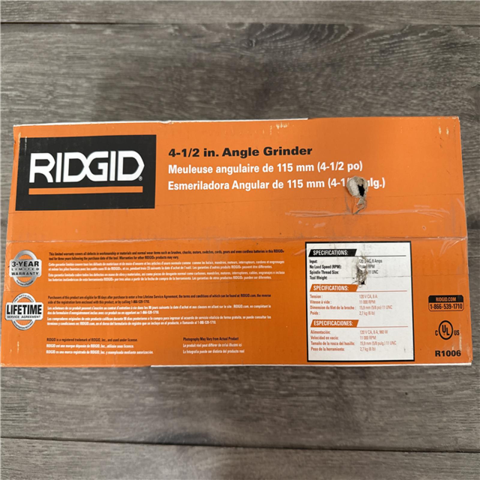 California NEW Ridgid 4-1/2 Angle Grinder