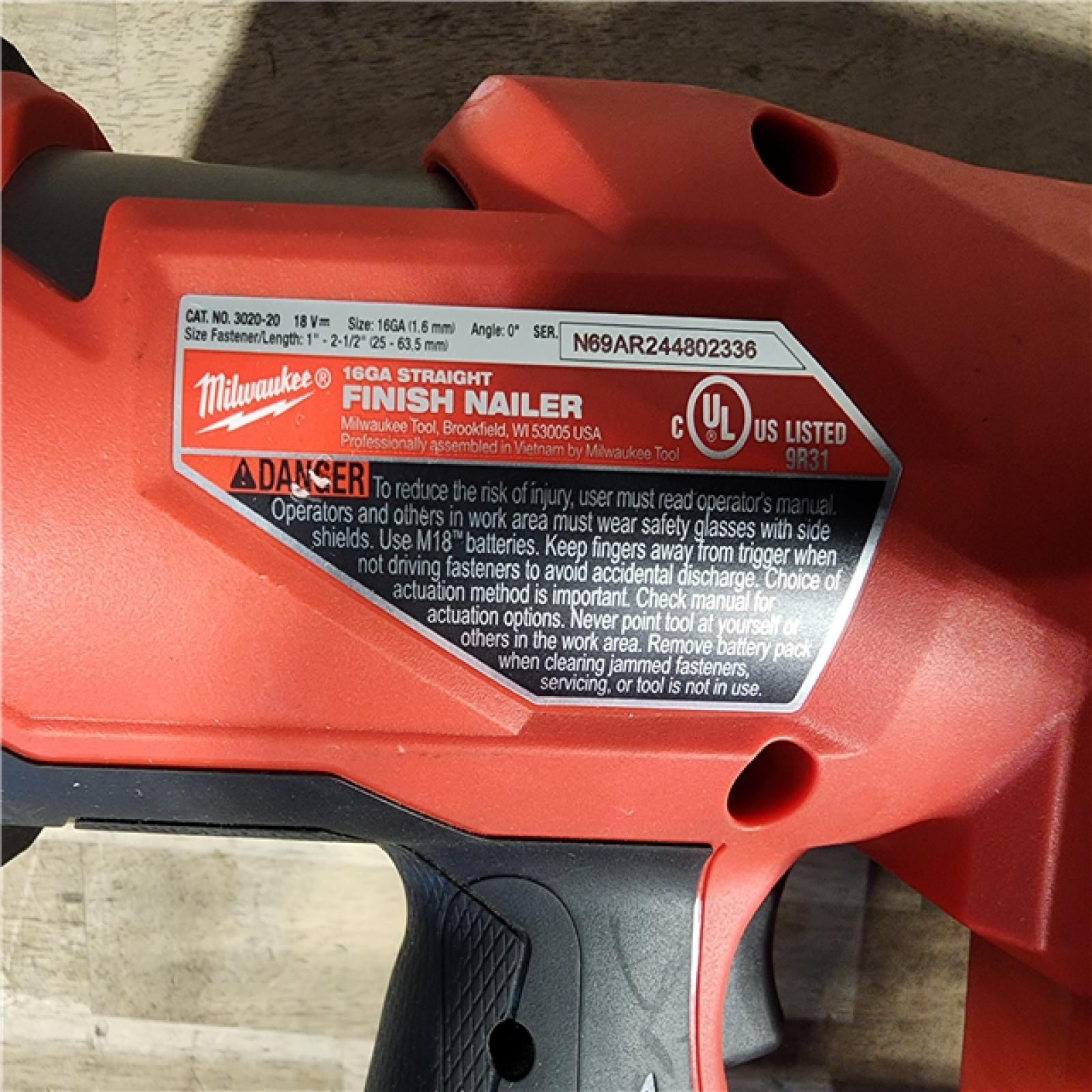 HOUSTON LOCATION - AS-IS MILWAUKEE 18 GAUGE STRAIGHT FINISH NAILER (TOOL ONLY)