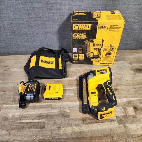 HOUSTON LOCATION - AS-IS (APPEARS LIKE NEW) DEWALT ATOMIC 20V MAX Lithium Ion Cordless 23 Gauge Pin Nailer Kit with 2.0Ah Battery and Charger