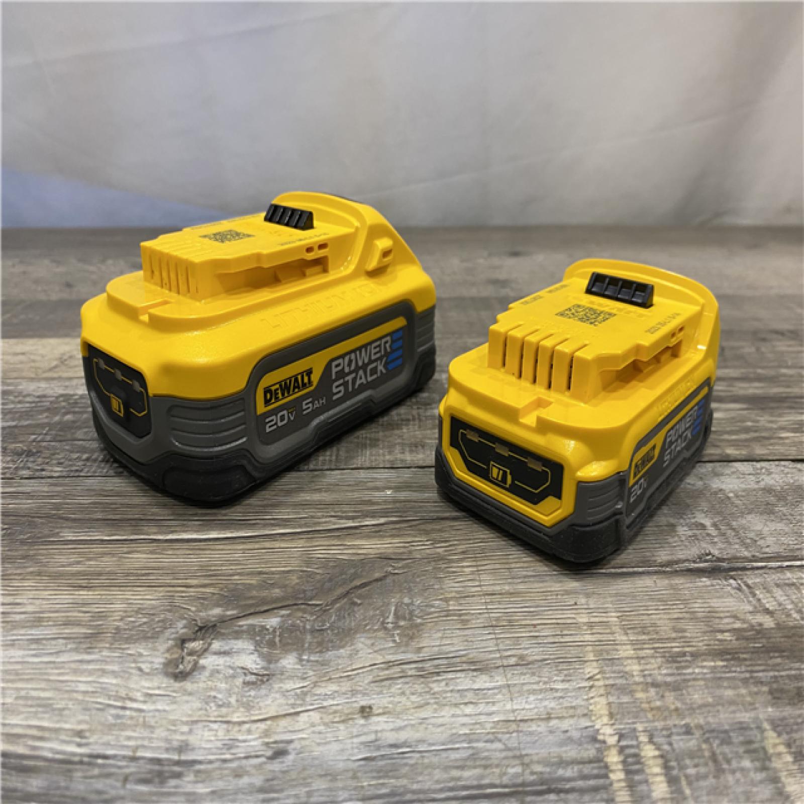 AS-IS DEWALT 20V MAX XR POWERSTACK Lithium-Ion Battery Starter Kit with 5.0Ah and 1.7Ah Batteries and Charger