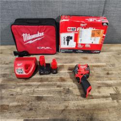 HOUSTON LOCATION - AS-IS (APPEARS LIKE NEW) Milwaukee 2554-22 M12 FUEL Stubby 3/8 in. Impact Wrench Kit (2 Ah/4 Ah)