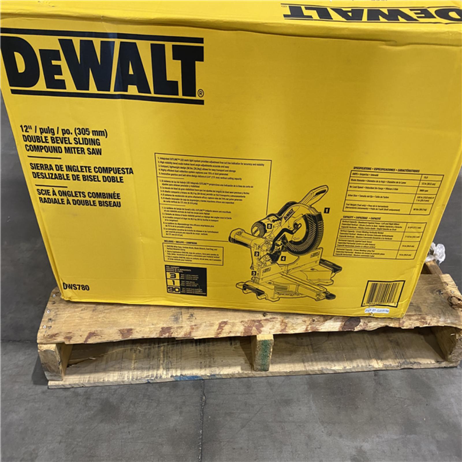 Dallas Location - As-Is 	DEWALT 15 Amp Corded 12 in. Double Bevel Sliding Compound Miter Saw(Like New Condition)