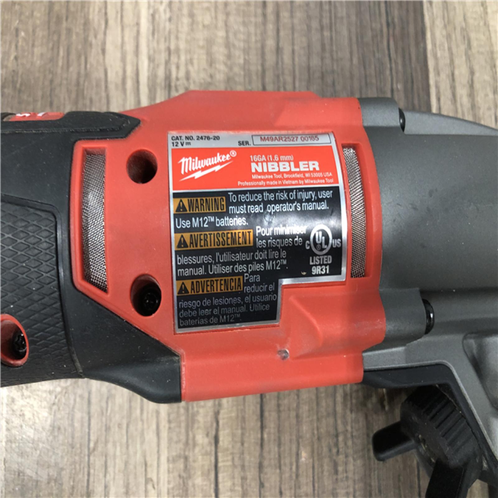 AS-IS  Milwaukee FUEL 12-Volt Lithium-Ion Brushless Cordless 16-Gauge Variable Speed Nibbler (Tool-Only)