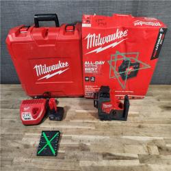 HOUSTON LOCATION - AS-IS Milwaukee-3632-21 M12 Green Beam Laser 360° 3-Plane Kit