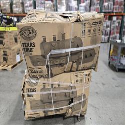 DALLAS LOCATION- Char-Griller Texas Trio 4-Burner Dual Fuel Grill with Smoker in Black PALLET (4 UNITS)
