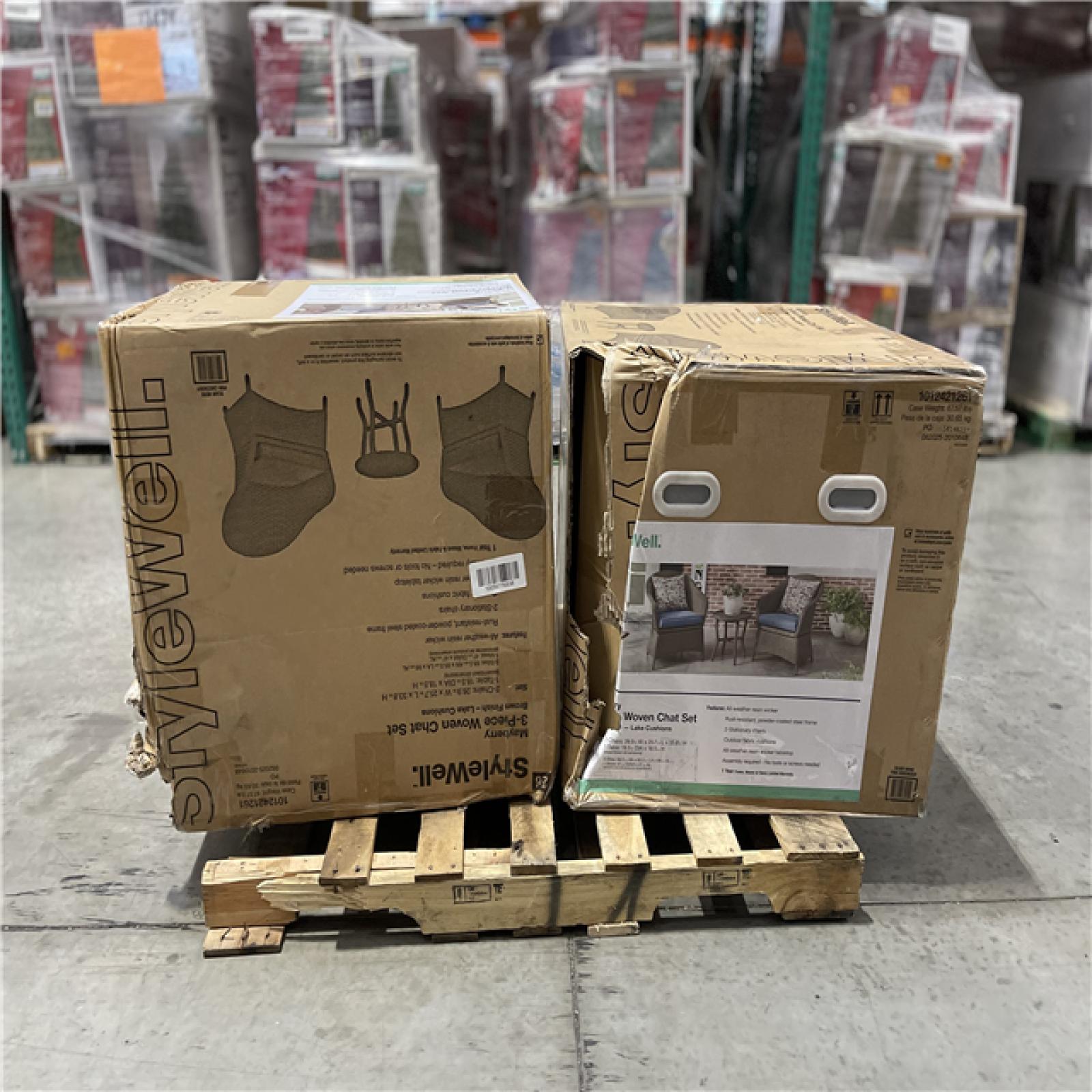 DALLAS LOCATION- StyleWell Mayberry 3-Piece Metal Outdoor Bistro Set with Lake Cushions (2 UNITS)