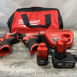 AS-IS Milwaukee FUEL 12-Volt Lithium-Ion Brushless Cordless Hammer Drill and Impact Driver Combo Kit