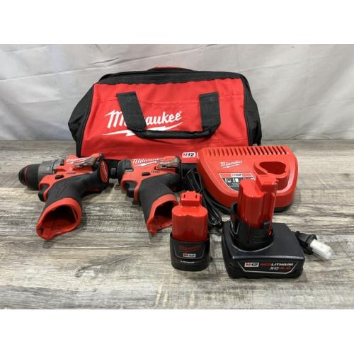 AS-IS Milwaukee FUEL 12-Volt Lithium-Ion Brushless Cordless Hammer Drill and Impact Driver Combo Kit